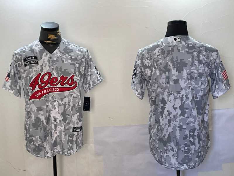 Mens San Francisco 49ers Blank Arctic Camo 2024 Salute to Service Stitched Baseball Jersey